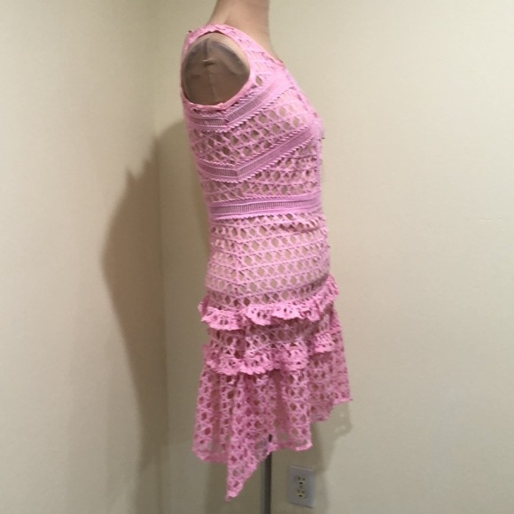 Francesca’s Collection Mini Dress Size XS Pastel Pink Guipure Lace - Picture 4 of 7